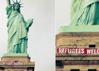 Trumpovi protivnici na Kip slobode postavili natpis ‘Izbjeglice, dobrodošli!’
