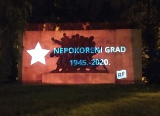 Prije 75. godina Zagreb se oslobodio kandži fašizma, a aktivisti su to proslavili projekcijom na skulpturi posvećenoj žrtvama