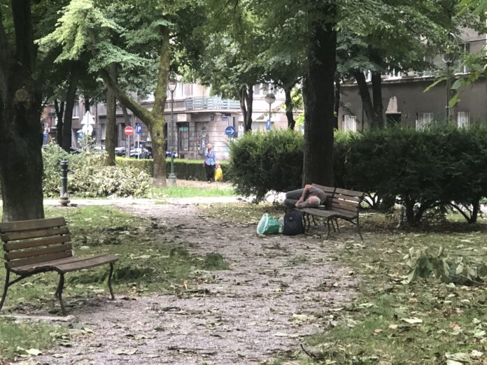 čovjek park spavanje