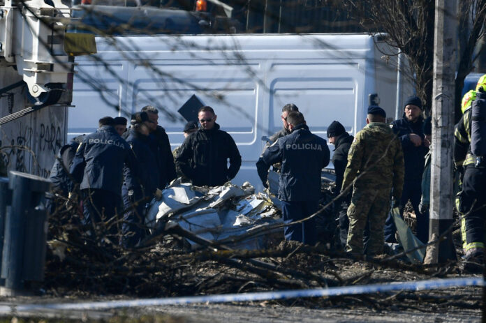 Zagreb, 13.03.2022 - Dezurne sluzbe na terenu su nastavile s izvlacenjem besposadne letjelice