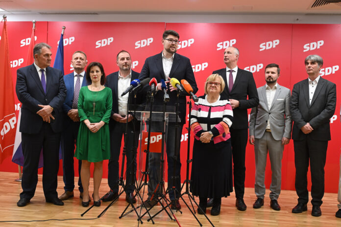 Zagreb, 05.03.2024 - Izjave za medije nakon sastanka lijeve oporbe u sjedistu SDP-a
