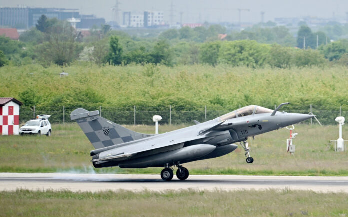 Velika Gorica, 25.04.2024 - Svecani docek prve skupine visenamjenskih borbenih aviona Rafale u Hrvatsku