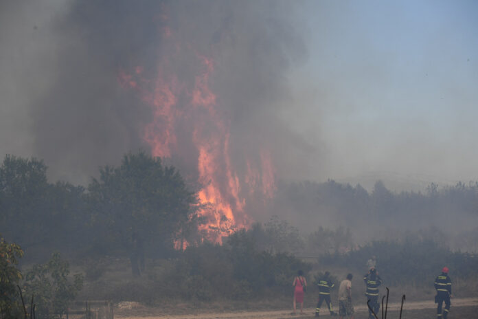 Bratiskovci, 30.07.2024 - U zaledju Skradina izbio je velik sumski pozar koji je dosao i u selo Bratiskovce