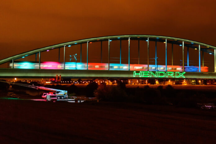 Zagreb, 01.06.2017 - Nova dekorativna rasvjeta na Zelenom zeljeznickom mostu - Hendrixovom mostu