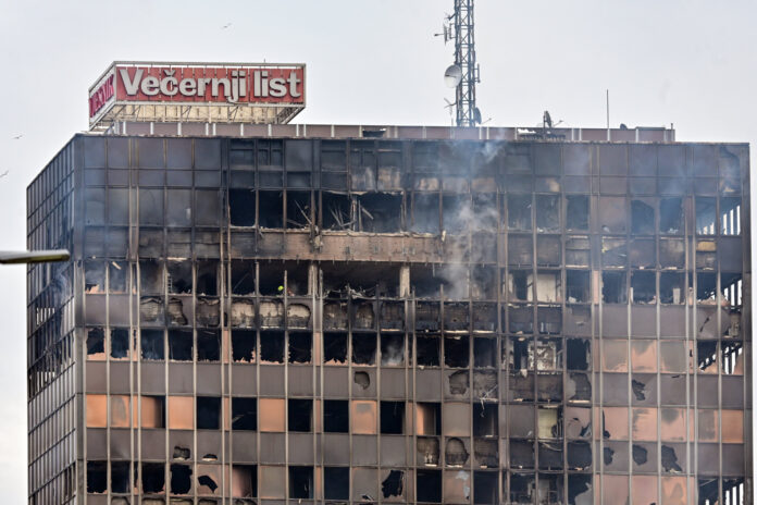 Zagreb, 18.11.2025 - Zgrada legendarnog Vjesnikova nebodera nakon velikog pozara